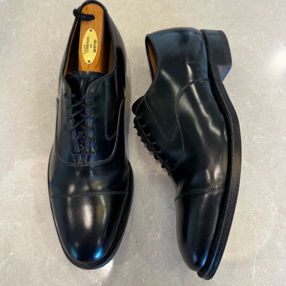Johnston & Murphy Men 10 D Black Leather Cap Toe Oxford Dress Shoes 22-2981